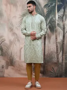 Sangria Sequins Chikankari Work Kurta