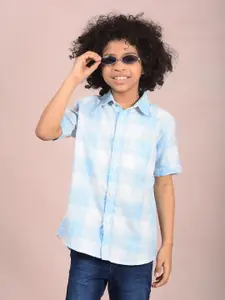 Crimsoune Club Boys Classic Slim Fit Tartan Checks Opaque Checked Casual Shirt