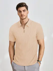 KAJARU Men Polo Collar Extended Sleeves Pockets T-shirt