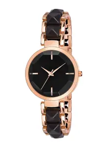 THE SHOPOHOLIC Dial & Stainless Steel Bracelet Style Straps Analogue Watch Mina Black