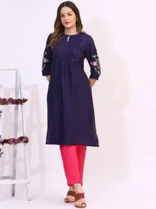 W Women Embroidered Mirror Work Kurta