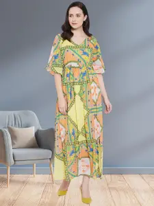 DressBerry Print Georgette A-Line Maxi Dress