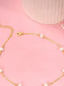 GIVA Gold-Plated Pearls Anklet