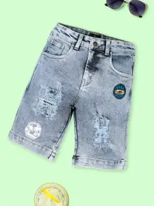 KiddoPanti Boys Printed Denim Denim Shorts