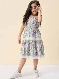 Stylo Bug Floral Print Crepe A-Line Dress