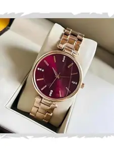 THE SHOPOHOLIC Women Diamond Studded Dial Wrist Watch RT - RED