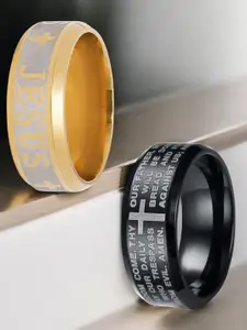The Roadster Lifestyle Co Men Set Of 2 Religious Cross Design Ring