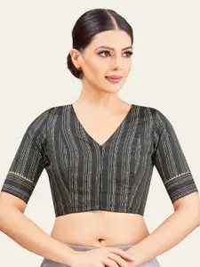 Studio Shringaar Woven Design Non Padded V Neck Saree Blouse