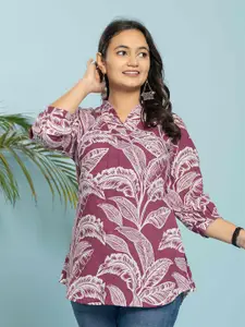INDYES Floral Printed V-Neck Kantha Work Pure Cotton Kantha Work Kurti