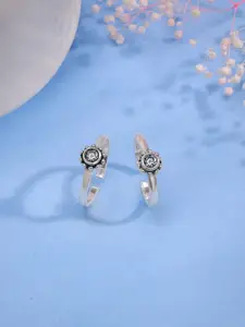 GIVA Rhodium-Plated Oxidised Toe Rings