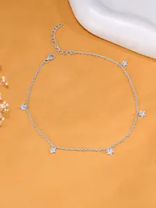 GIVA Rhodium-Plated Anklet