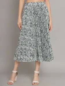 ZWERLON Printed Pleated midi Skirt