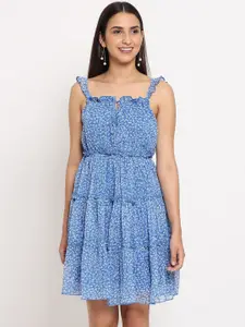 MARC LOUIS Floral Print Chiffon Pinafore Dress