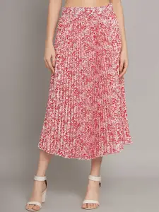 ZWERLON Printed Pleated Midi Skirt