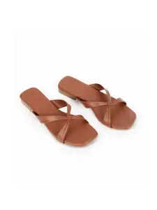 Deynvock Women Brown Casual Open Toe Flats
