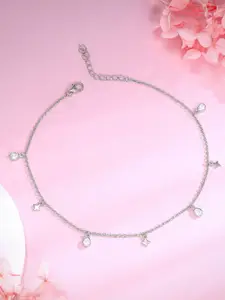 GIVA Rhodium-Plated Anklet