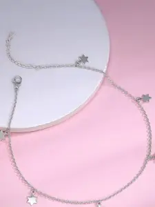 GIVA Rhodium-Plated Anklet