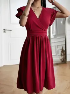 The Roadster Lifestyle Co V-Neck Flared Dress