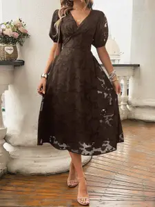 The Roadster Lifestyle Co Self-Design Round Neck Maxi Dress