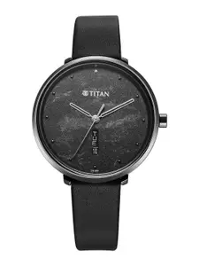 Titan Women Brass Printed Dial & Leather Straps Analogue Watch 2763QL01