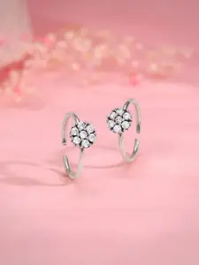 GIVA Rhodium-Plated Oxidised Toe Rings