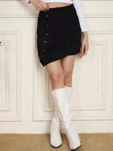 Purple Feather High-Rise Mini Asymmetric Skorts