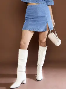 SASSAFRAS Denim Front Slit Mini Skorts