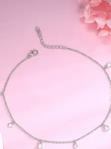 GIVA Rhodium-Plated Anklet