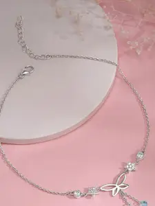 GIVA Rhodium-Plated Anklet