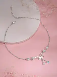 GIVA Rhodium-Plated Anklet