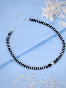 GIVA Rhodium-Plated Artificial Beads Anklet