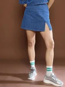 SASSAFRAS Denim Front Slit Skorts