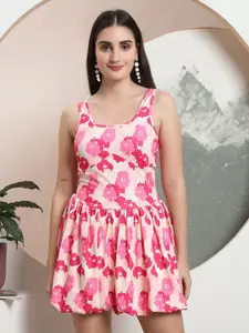 TANDUL Floral Print Fit & Flare Mini Dress