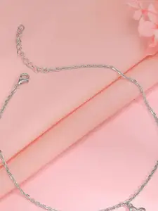 GIVA Rhodium-Plated Anklet