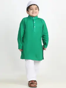 Cutiekins Boys Solid Regular Kurta and Pyjama with Cap