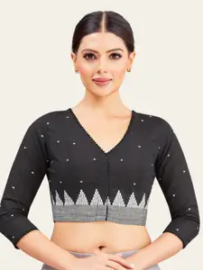 Studio Shringaar Printed Non Padded V Neck Saree Blouse