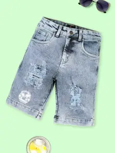 KiddoPanti Boys Printed Denim Denim Shorts
