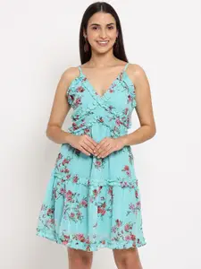 MARC LOUIS Floral Print Georgette Fit & Flare Dress