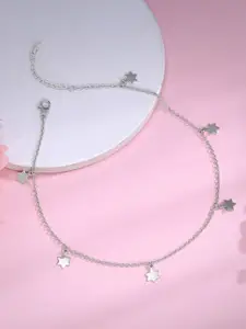 GIVA Rhodium-Plated Anklet