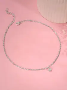GIVA Rhodium-Plated Anklet