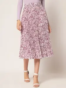 ZWERLON Printed Pleated Midi Skirt