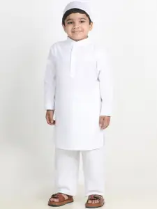 Cutiekins Boys Solid Regular Kurta and Pyjama with Cap
