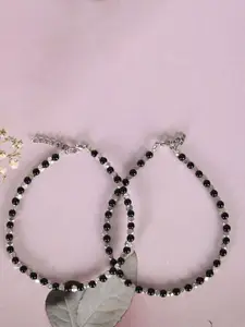 Sangria Black Beaded anklets