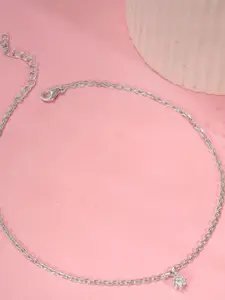 GIVA Rhodium-Plated Anklet