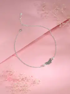 GIVA Rhodium-Plated Anklet