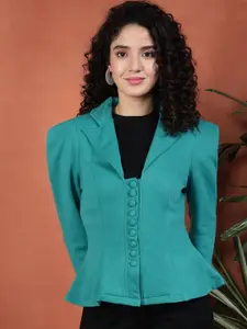 BAESD Notched Lapel Leather Single Breasted Blazer