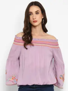 Taurus Embroidered Off-Shoulder Top