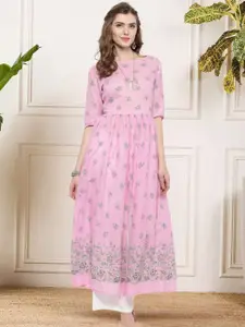 Sera Printed Pure Cotton Round-Neck Top With Palazzos Co-Ords