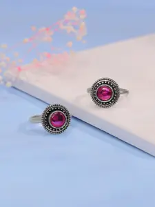 GIVA Rhodium-Plated Oxidised Toe Rings