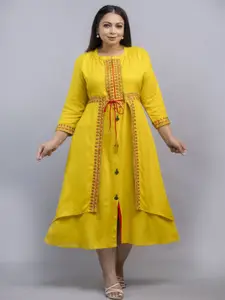 Fashion Zest Floral Embroidered Fit & Flare Maxi Dress